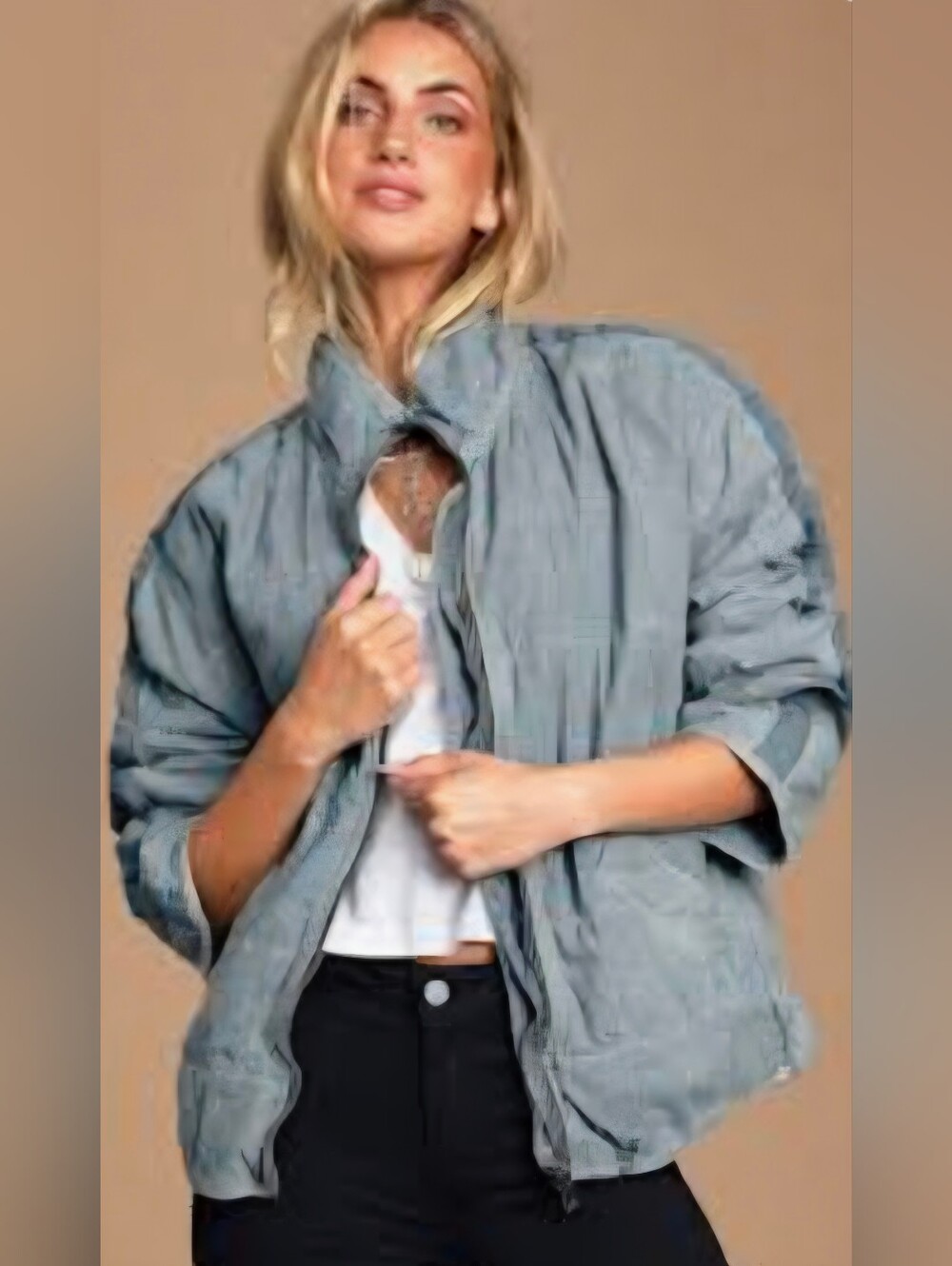 Free People Dolman Quilted Denim Jacket Medium Wash Size Small